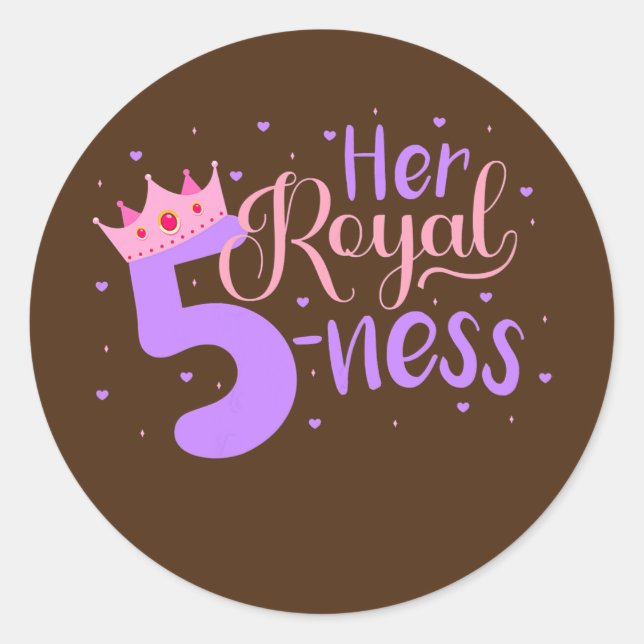 Sticker Rond Joyeuse Fille Anniversaire 5e Fête Son Fiativité R (Devant)