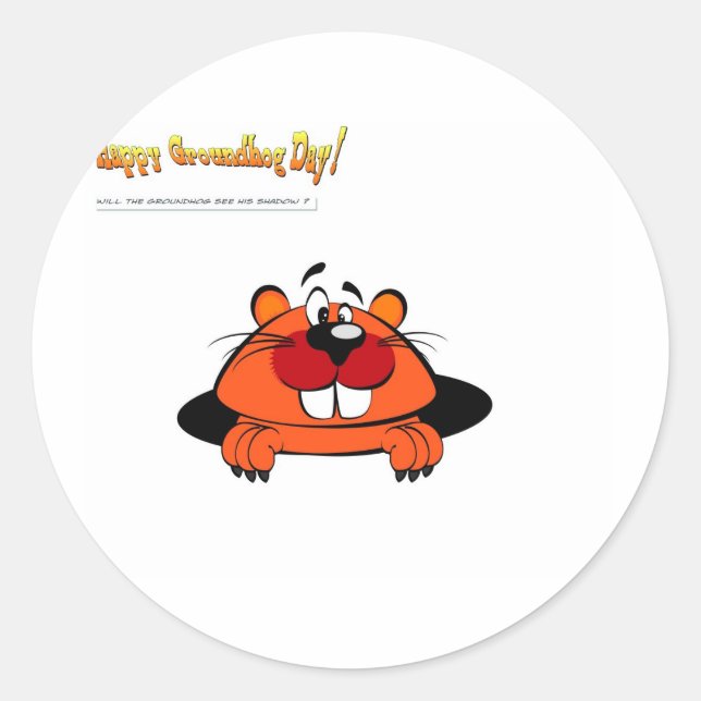 Sticker Rond Joyeuse journée de la marmotte au sol (Devant)