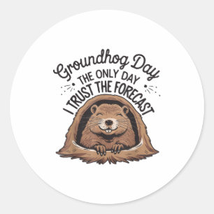 Sticker Rond Joyeuse journée de la marmotte Marmotte Animal Ama