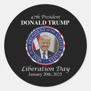 Sticker Rond Joyeuse journée de libération Le Président Donald