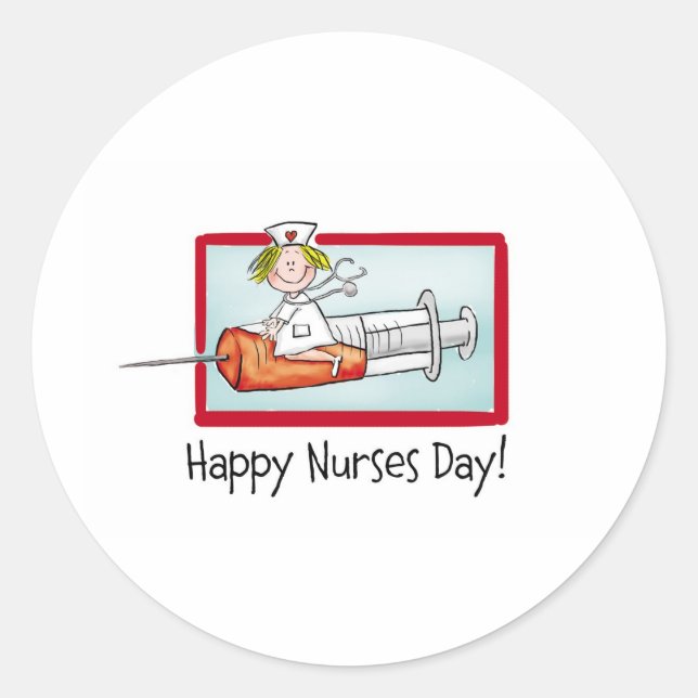 Sticker Rond Joyeuse journée des infirmières (Devant)