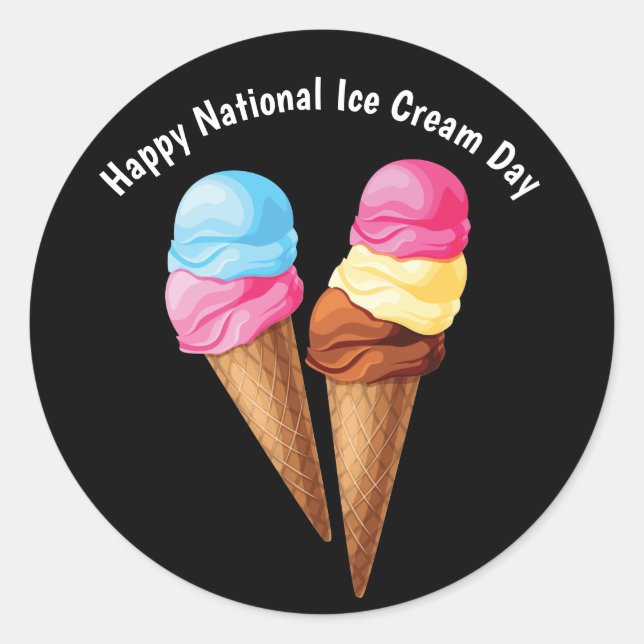Sticker Rond Joyeuse Journée nationale de la crème glacée (Devant)