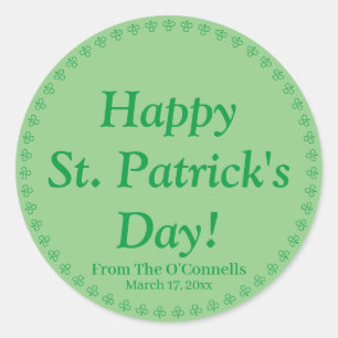 Sticker Rond Joyeuse Saint-Patrick texte personnalisé trèfle ve