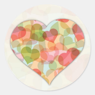 Sticker Rond Joyeuse Saint Valentin aux coeurs colorés