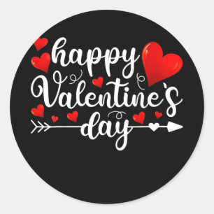 Sticker Rond Joyeuse Saint-Valentin, cœur, amour, mignon, Valen