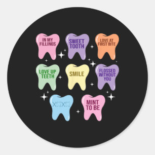 Sticker Rond Joyeuse Saint-Valentin Cœur Dents Dentiste Hygiéni