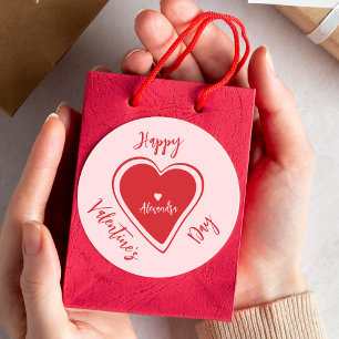 Sticker Rond Joyeuse Saint-Valentin cœur rouge rose écriture no