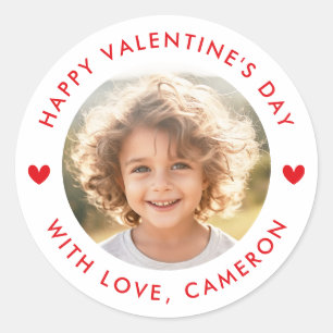 Sticker Rond Joyeuse Saint-Valentin cœurs mignons rouge blanc