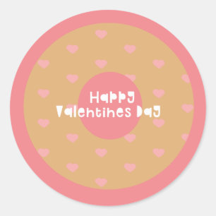 Sticker Rond Joyeuse Saint-Valentin Confettis Polka Cœurs Donut