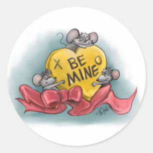 Sticker Rond Joyeuse Saint-Valentin de Mic, Mac et Moe