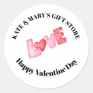 Sticker Rond Joyeuse Saint-Valentin Nom de l'entreprise 