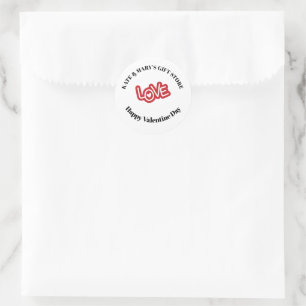Sticker Rond Joyeuse Saint-Valentin Nom de l'entreprise