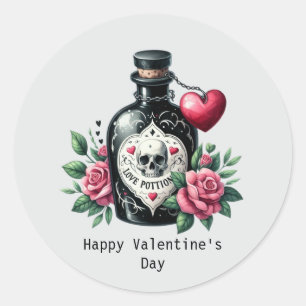 Sticker Rond Joyeuse Saint-Valentin potion d'amour gothique