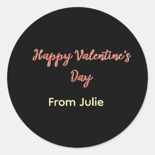 Sticker Rond Joyeuse Saint-Valentin rouge noir de nom stylé