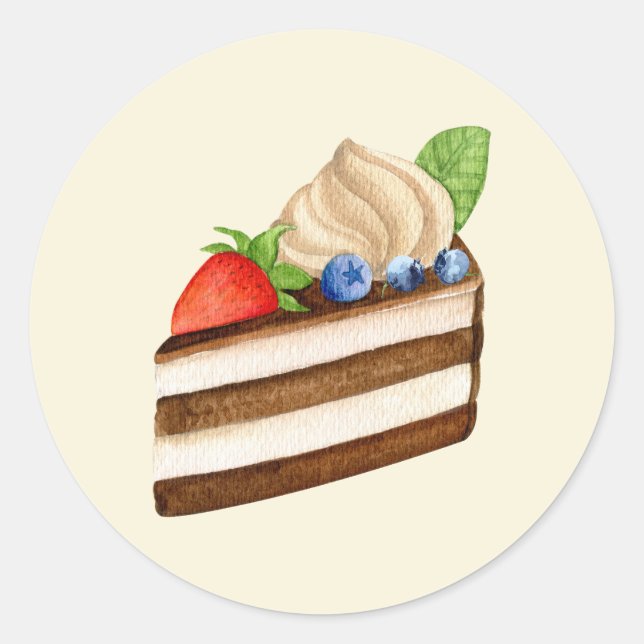 Sticker Rond Joyeuse tranche d'anniversaire du gâteau de baies  (Devant)