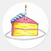 Joyeuse tranche de gâteau de couche d'anniversaire