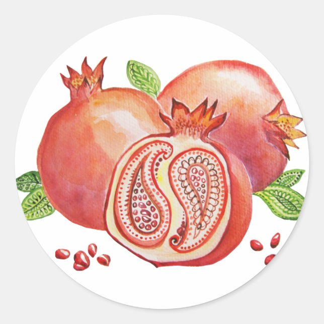 Sticker Rond Joyeuse Yalda à la grenade (Devant)