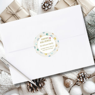 Sticker Rond Joyeuses fêtes ! Adresse de Noël
