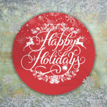 Joyeuses Fêtes Flocons de Neige Rouge Noël