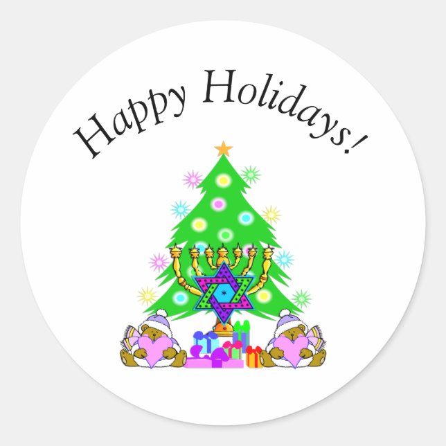 Sticker Rond Joyeuses Fêtes Interreligieuses (Devant)