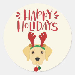 Sticker Rond Joyeuses fêtes - Joli Noël du Labrador