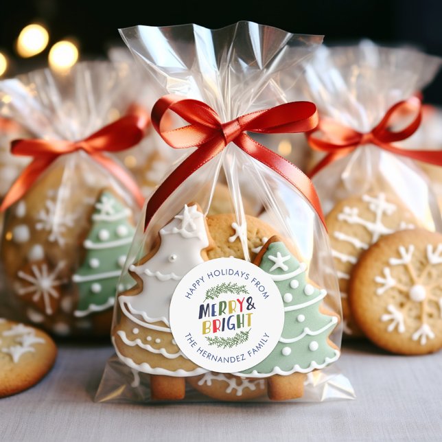 Sticker Rond Joyeuses Fêtes Joyeux Noël et Lumineuses (Créateur téléchargé)