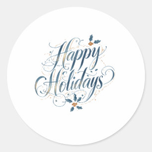 Sticker Rond Joyeuses Fêtes Joyeux Noël Famille Nouvel An
