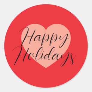 Sticker Rond Joyeuses Fêtes Joyeux Noël Période de Vacances Cœu