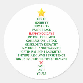 Sticker Rond Joyeuses fêtes Noël Arbre Bénédiction