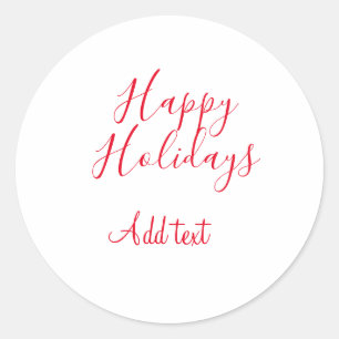 Sticker Rond Joyeuses fêtes Noël calligraphie rouge simple mi