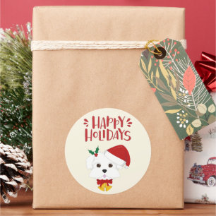 Sticker Rond Joyeuses fêtes - Noël maltais mignon