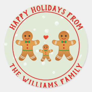 Sticker Rond Joyeuses fêtes ! Pain d'épices Noël
