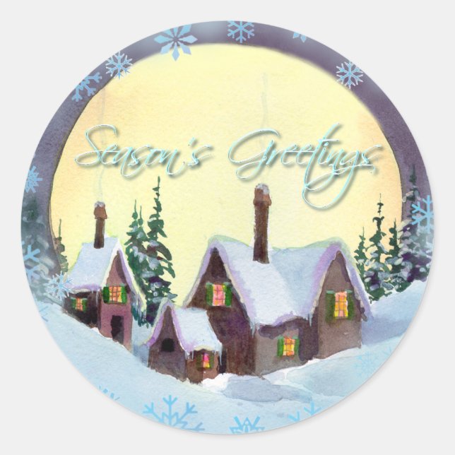 Sticker Rond JOYEUSES FÊTES par SHARON SHARPE (Devant)