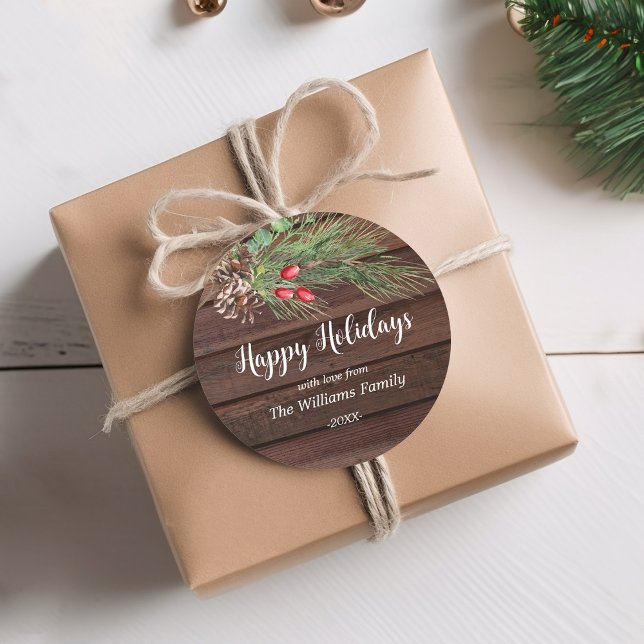 Sticker Rond "Joyeuses fêtes !" Pine d'eau Noël (Créateur téléchargé)