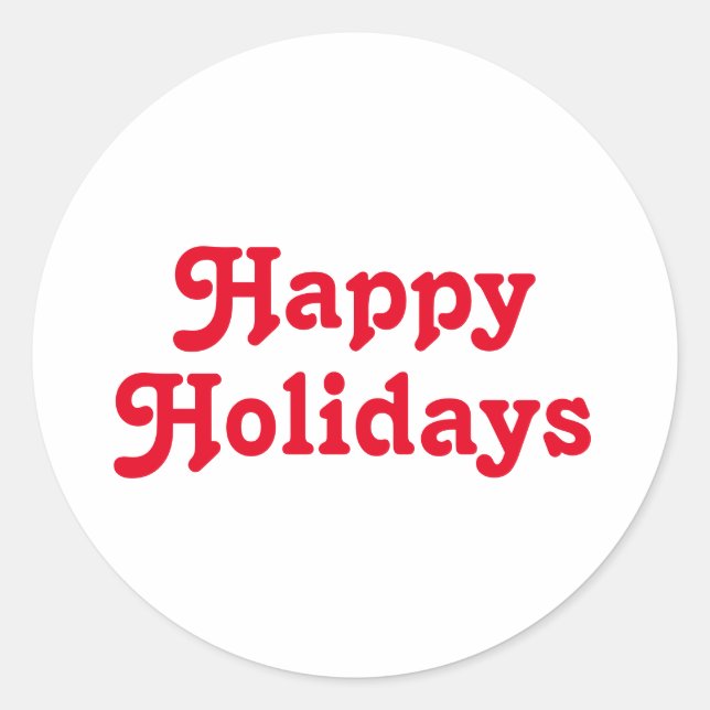 Sticker Rond "Joyeuses fêtes" rouge blanc Noël (Devant)