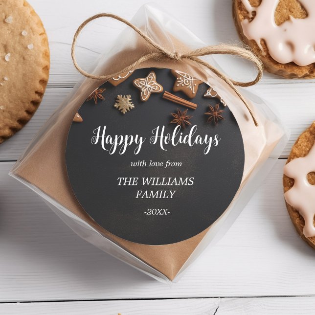 Sticker Rond "Joyeuses fêtes !" Rustique, Noël (Créateur téléchargé)