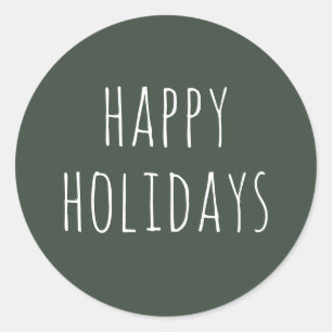 Sticker Rond Joyeuses fêtes. Sage vert mignon Noël simple
