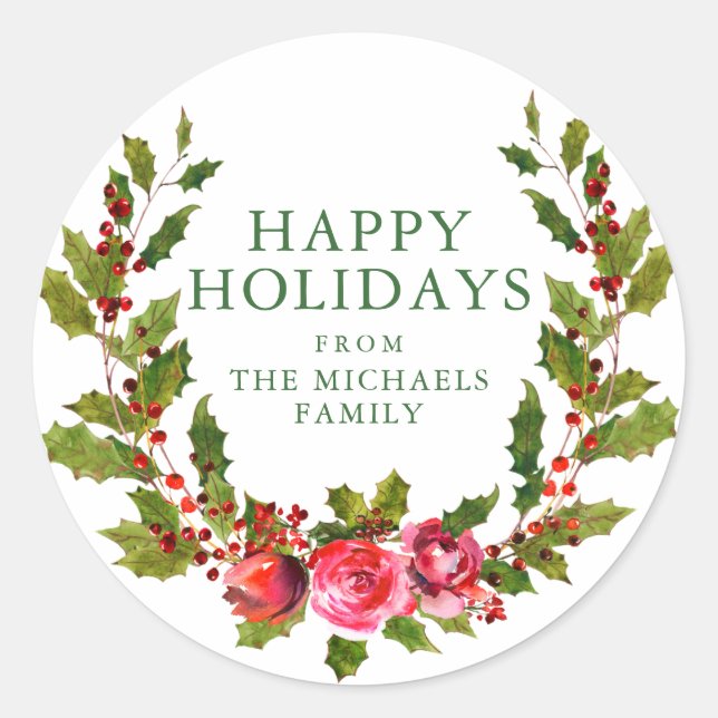 Sticker Rond Joyeuses fêtes | Wreath Festive (Devant)