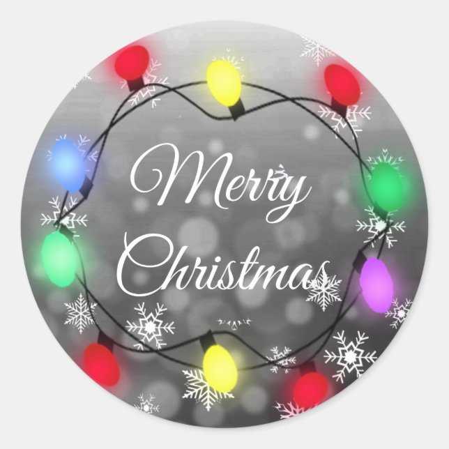 Sticker Rond Joyeuses lumières de Noël (Devant)