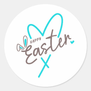 Sticker Rond Joyeuses Pâques en famille assorties
