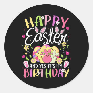 Sticker Rond Joyeuses Pâques et oui c'est mon anniversaire Lapi