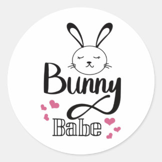 Sticker Rond Joyeuses Pâques, Lapin Sois