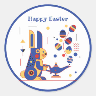 Sticker Rond Joyeuses Pâques Personnalisées Mignonnes