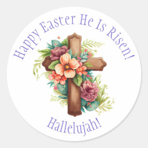 Sticker Rond Joyeuses Pâques Religieuses Il est ressuscité Allé