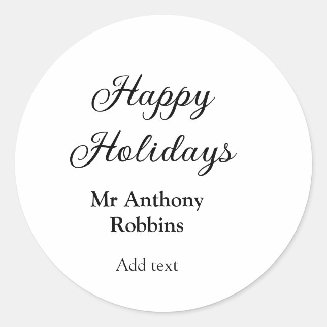 Sticker Rond Joyeuses vacances ajouter nom date année simple mi (Devant)