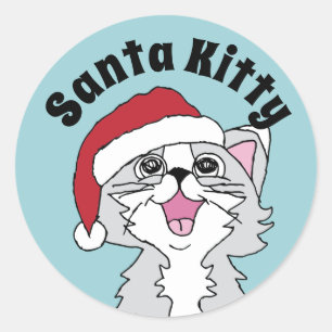 Sticker Rond Joyeuses vacances Kitten Joyeux Noël Chats Images