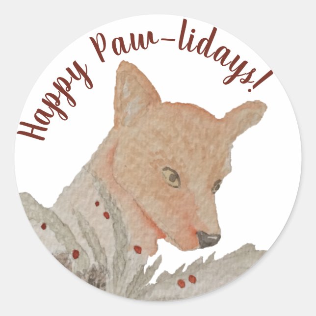 Sticker Rond Joyeuses vacances Pawlidays Forêt Fox (Devant)