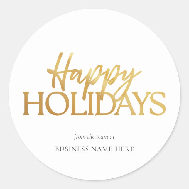 Sticker Rond Joyeuses Vacances White Gold Noël d'affaires (Devant)