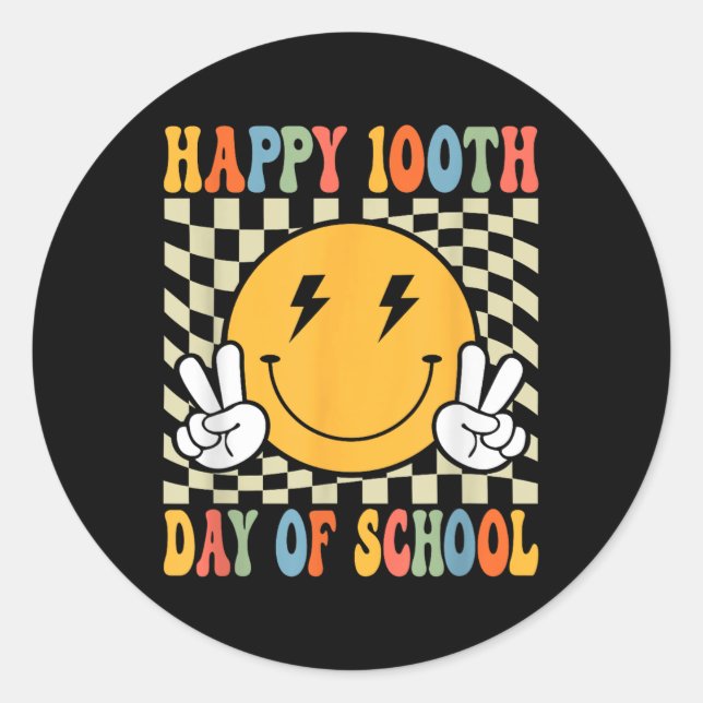Sticker Rond Joyeux 100 Jours 100ème Jour De L'École Enseignant (Devant)