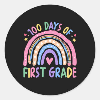 Sticker Rond Joyeux 100e Jour De 1ère Année Enseignant Enfants 